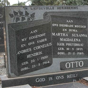 OTTO Andries Cornelius Hendrik 1900-1964 &amp; Martha Susanna Magdalena PRETORIUS 1899-1989