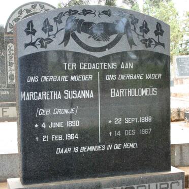 RENSBURG Bartholomeus, Janse van 1888-1967 &amp; Margaretha Susanna CRONJE 1890-1964