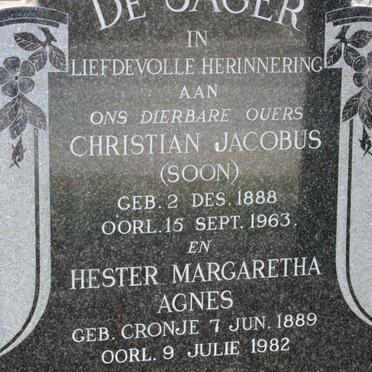 JAGER Christiaan Jacobus, de 1888-1963 &amp; Hester Margaretha Agnes 1889-1982