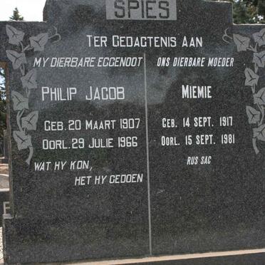 SPIES Philip Jacob 1907-1966 &amp; Miemie 1917-1981