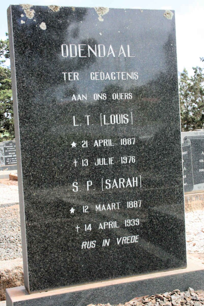 ODENDAAL L.T. 1887-1986 &amp; S.P. 1887-1939