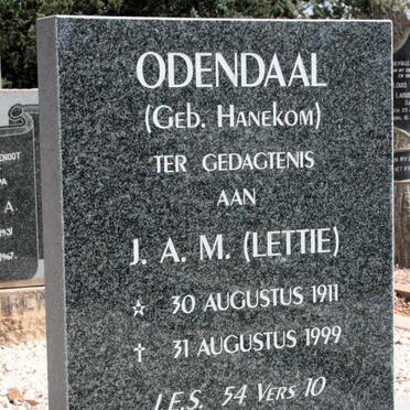 ODENDAAL J.A.M. neé HANEKOM 1911-1999