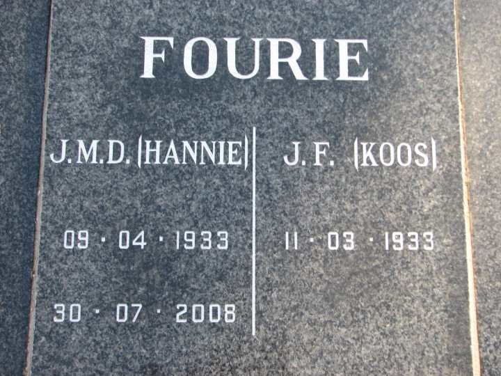 FOURIE J.F. 1933- &amp; J.M.D. 1933-2008
