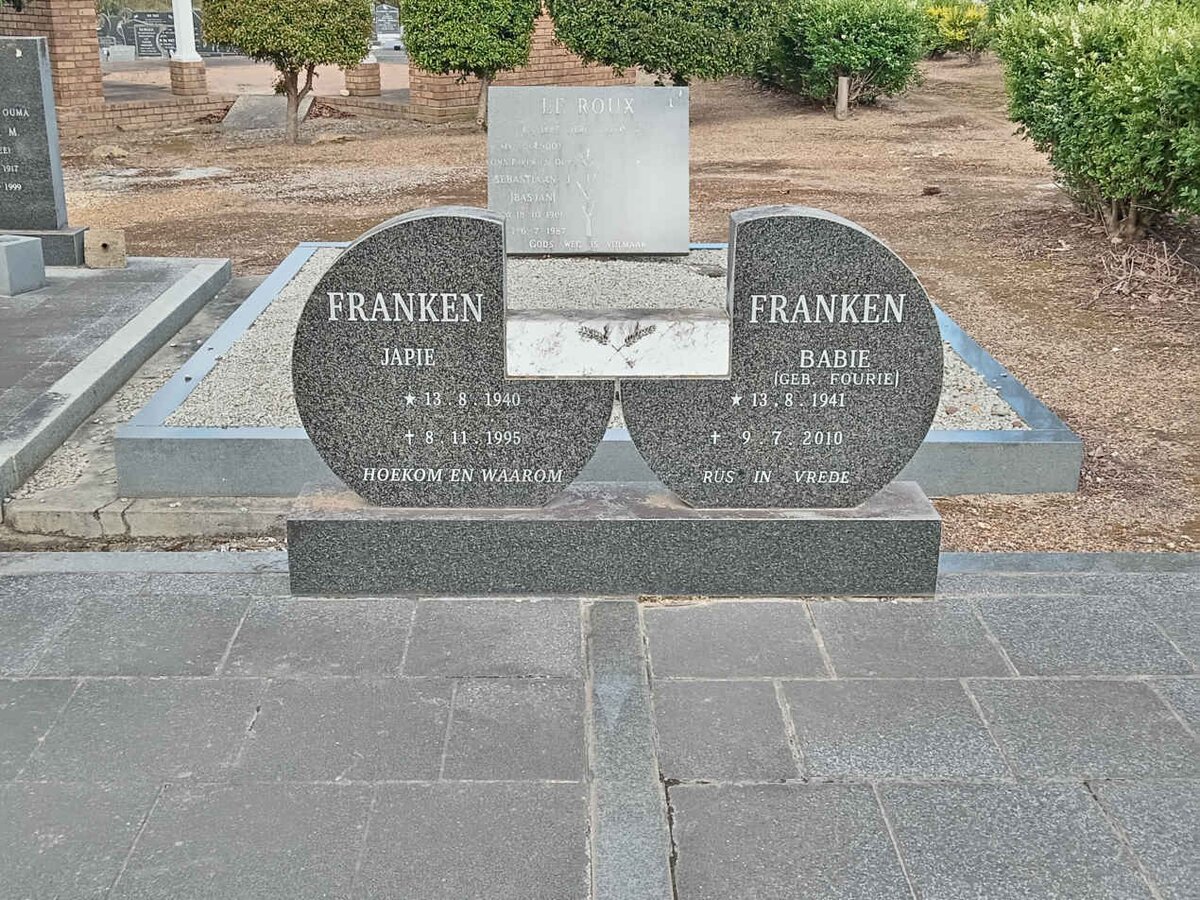 FRANKEN Japie 1940-1995 & Babie FOURIE 1941-2010