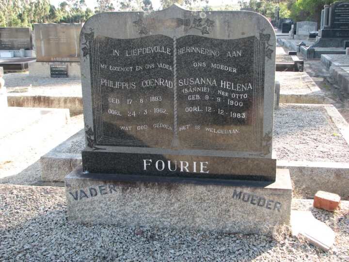 FOURIE Philippus Coenrad 1893-1982 &amp; Susanna Helena OTTO 1900-1983