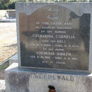 GROENEWALD Coenraad Adolfh 1883-1963 &amp; Catharina Cornella VAN RIEL 1880-1958