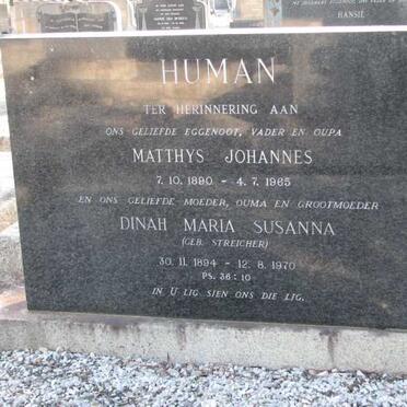 HUMAN Matthys Johannes 1890-1965 &amp; Dinah Maria Susanna STREICHER 1894-1970
