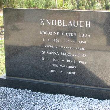 KNOBLAUCH Woodbine Pieter Louw 1896-1968 &amp; Susanna Margaretha MALHERBE 1896-1985