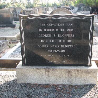 KLOPPERS George S. 1881-1966 &amp; Sophia Maria WOLFAARDT 1884-1975