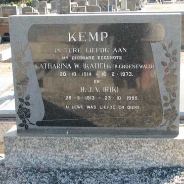 KEMP H.J.V. 1913-1995 &amp; Catharina W. GROENEWALD 1914-1973