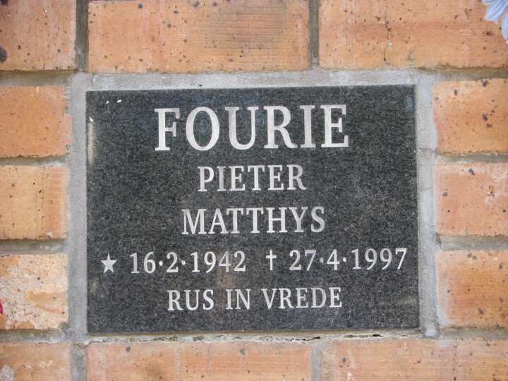 FOURIE Pieter Matthys 1942-1997