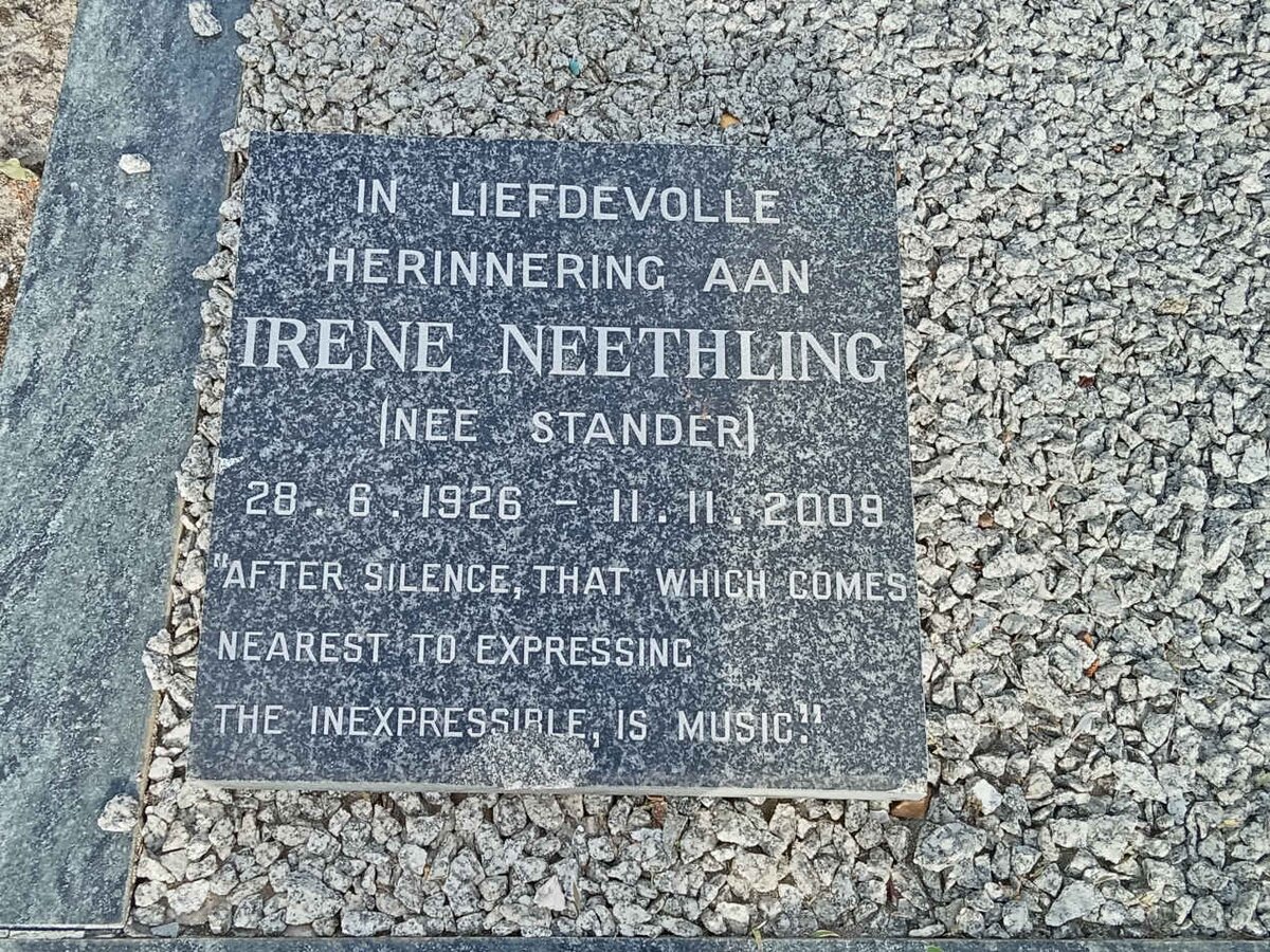 NEETHLING Irene nee STANDER 1926-2009