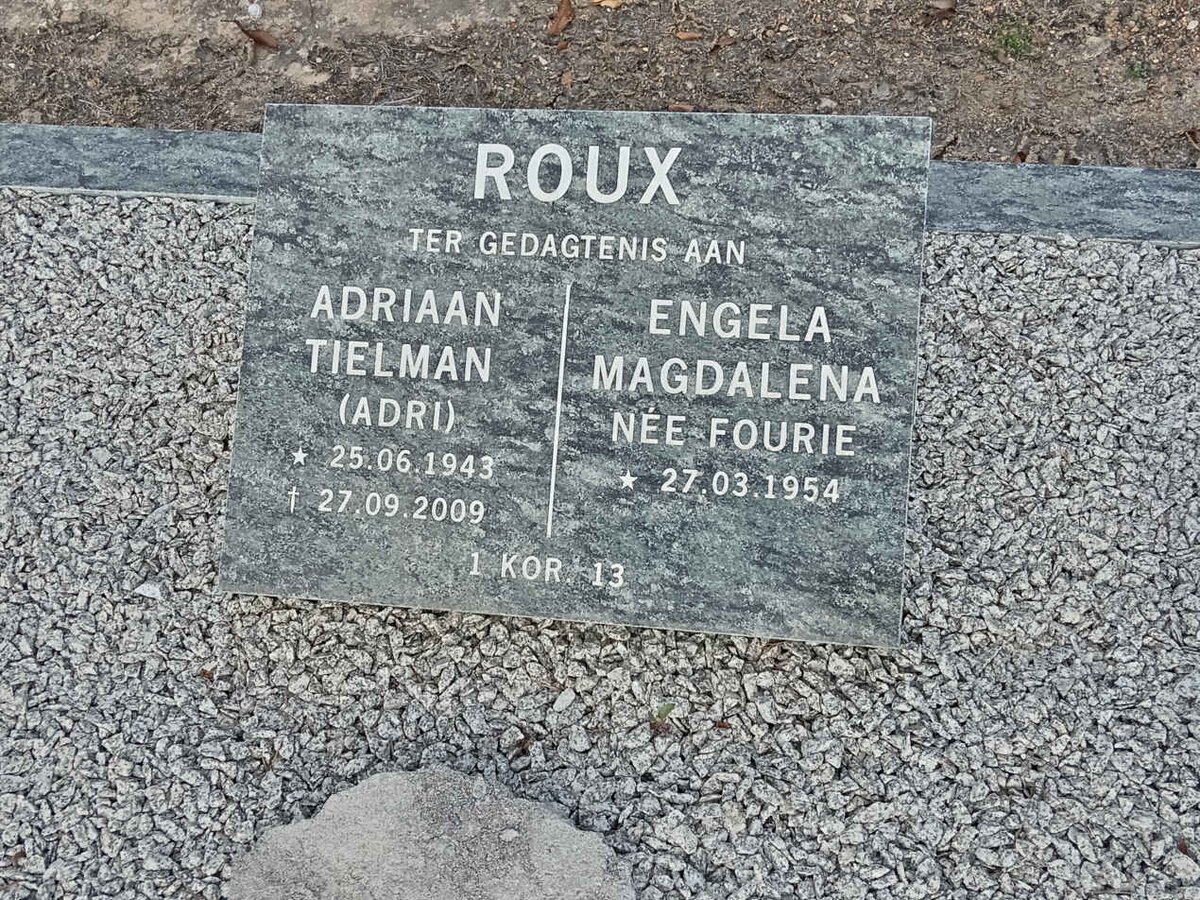 ROUX Adriaan Tielman 1943-2009 &amp; Engela Magdalena FOURIE 1954-