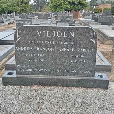 VILJOEN Andries Francois 1909-2006 &amp; Anna Elizabeth 1916-2015