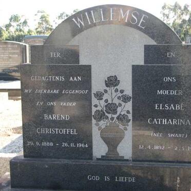 WILLEMSE Barend Christoffel  1888-1964 &amp; Elsabe Catharina SWART 1892-1974