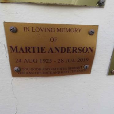 ANDERSON Martie 1925-2019