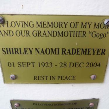 RADEMEYER Shirley Naomi 1923-2004