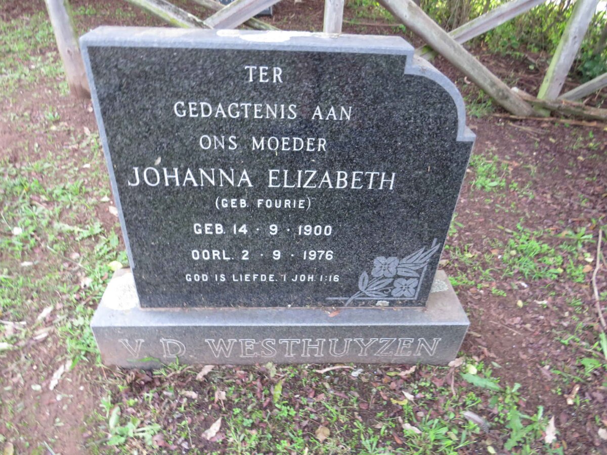 WESTHUYZEN Johanna Elizabeth, v.d. nee FOURIE 1900-1976