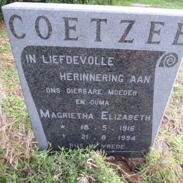COETZEE Magrietha Elizabeth 1916-1994