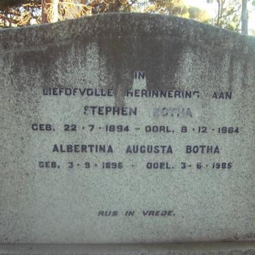 BOTHA Stephen 1894-1964 &amp; Albertina Augusta 1896-1985