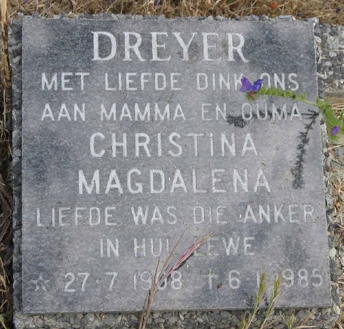 DREYER Christina Magdalena 1908-1985