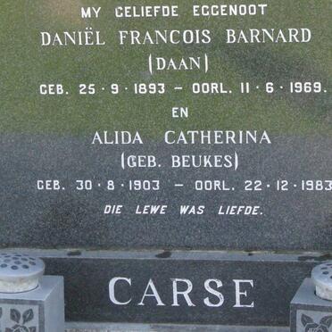 CARSE Daniël Francois Barnard 1893-1969 &amp; Alida Catherina BEUKES 1903-1983