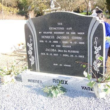 ROUX Henricus Jacobus Storm 1890-1966 &amp; Jacoba DU PLESSIS 1907-1983