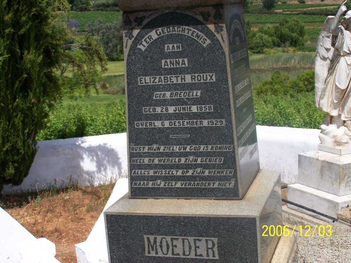 ROUX Anna Elizabeth nee BREDELL 1858-1929