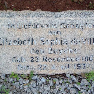 VILLIERS Elizabeth Sophia nee BEYERS 1861-193?