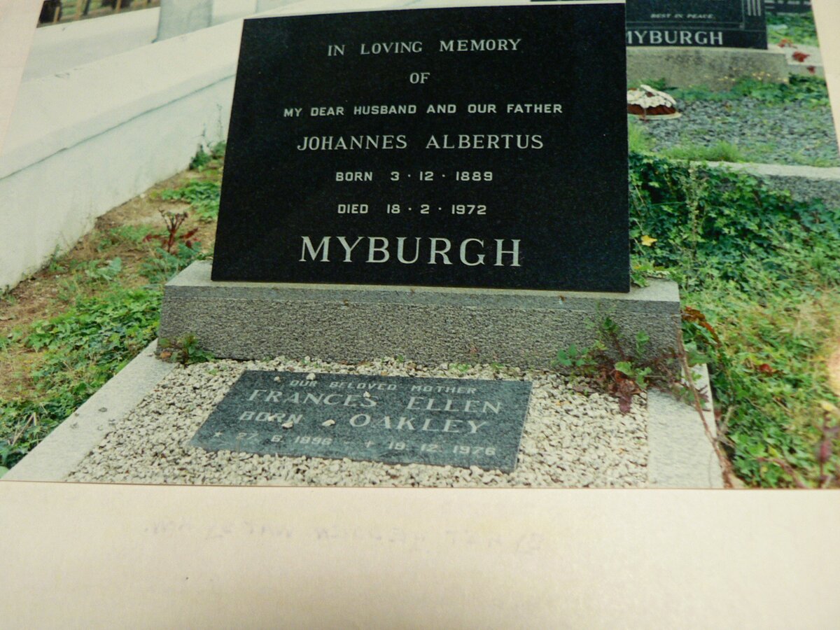 MYBURGH Johannes Albertus 1889-1972 &amp; Frances Ellen OAKLEY 1896-1976