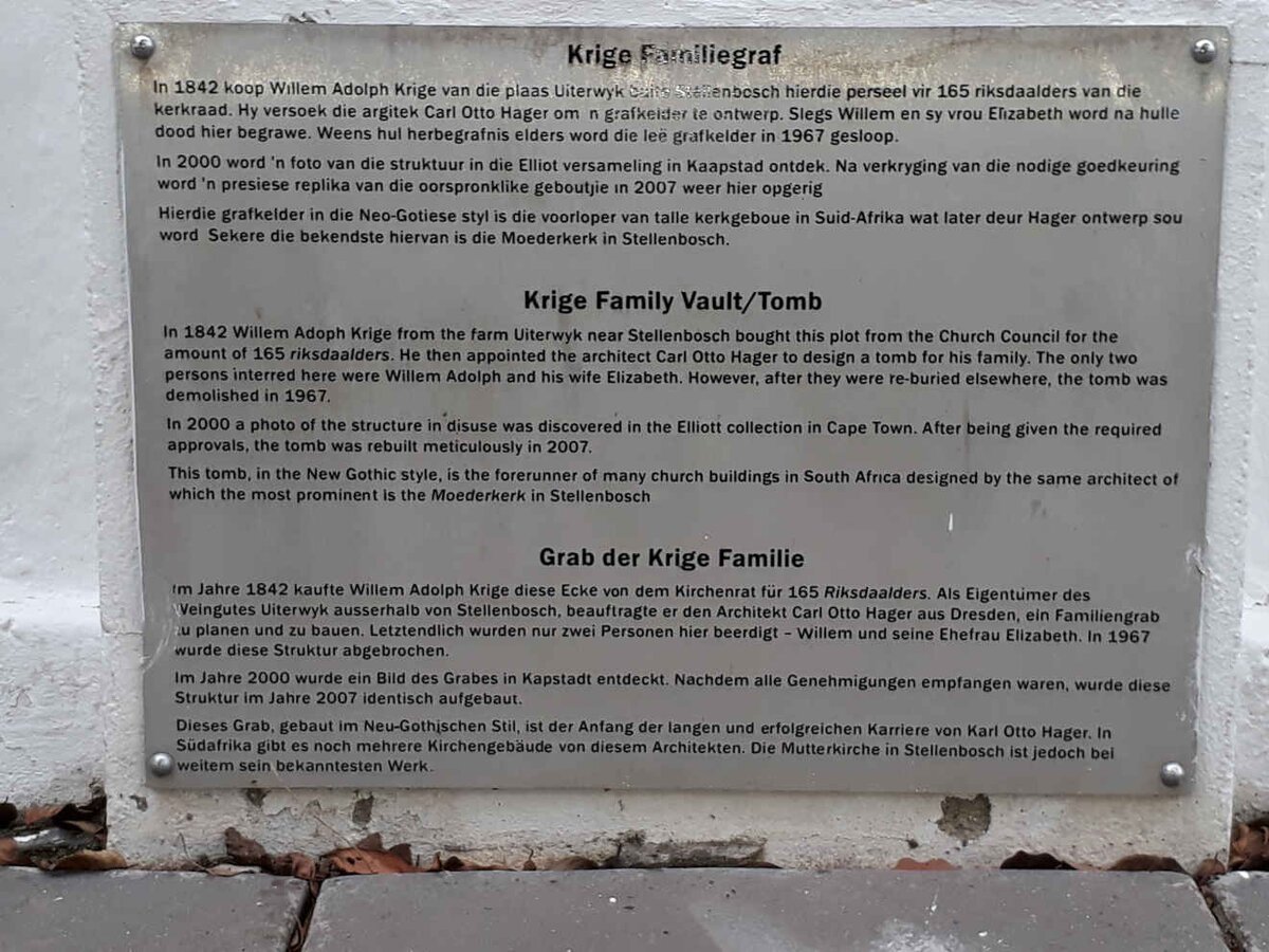 2. KRIGE Family Vault notice