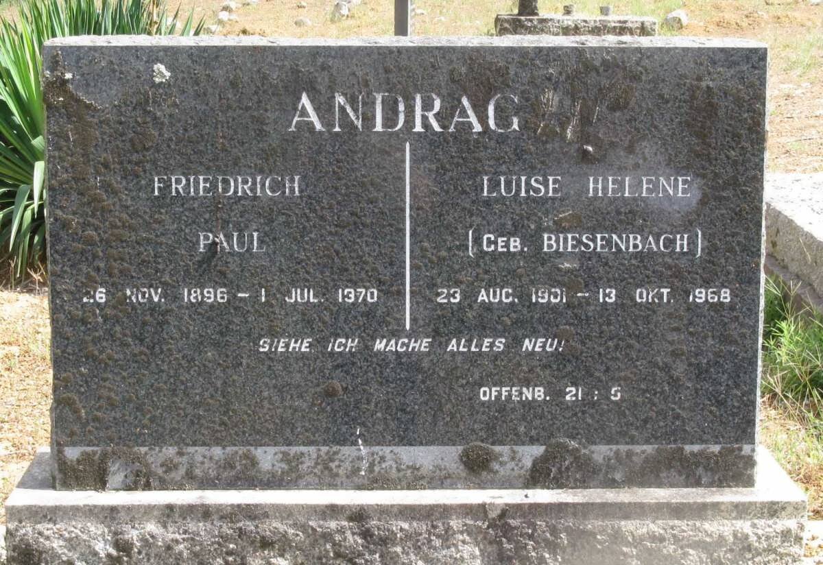 ANDRAG Heinrich Paul 1896-1970 &amp; Luise Helene BIESENBACH 1901-1968