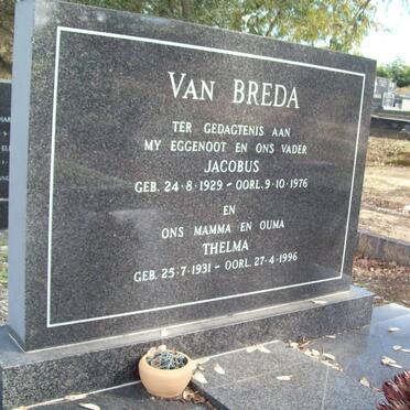 BREDA Jacobus, van 1929-1976 &amp; Thelma 1931-1996