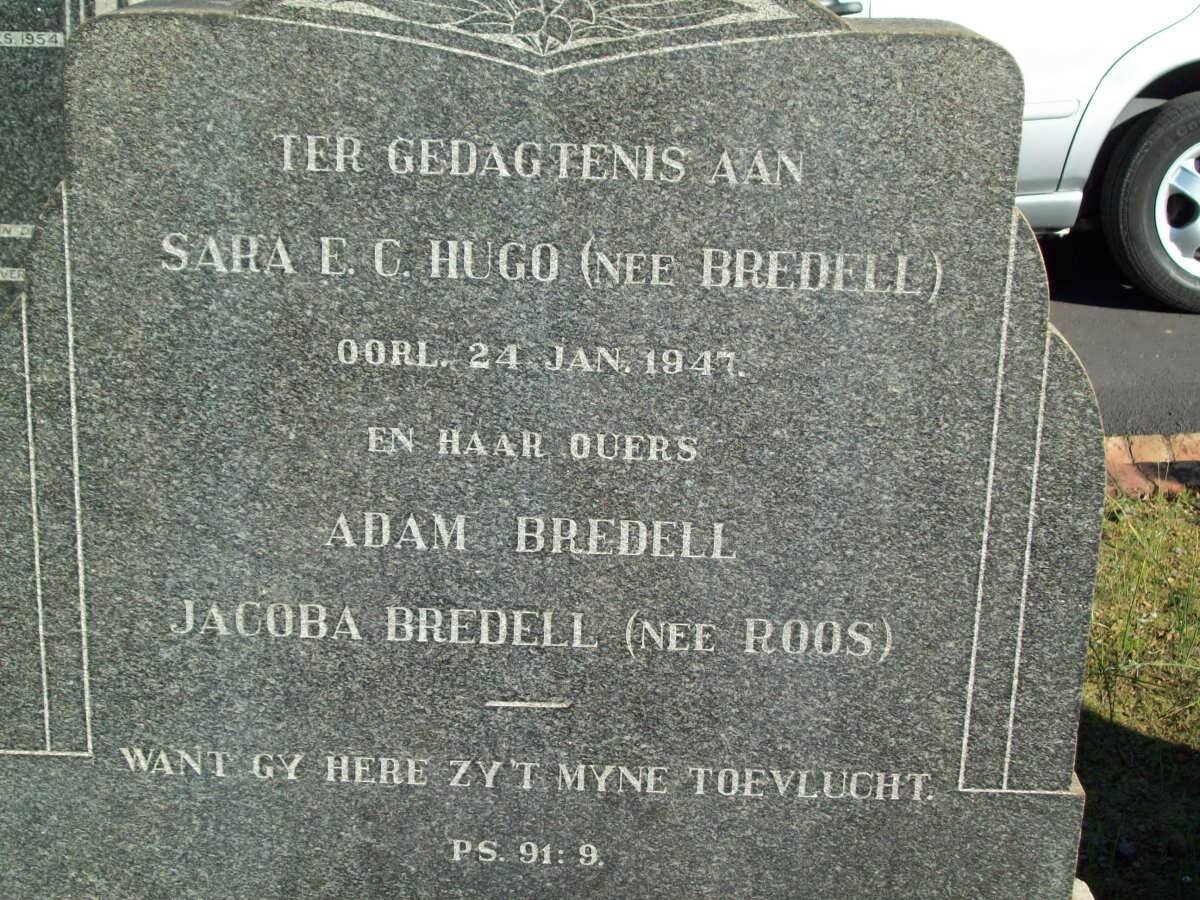 BREDELL Adam &amp; Jacoba ROOS :: HUGO Sara E.C. nee BREDELL