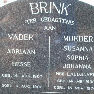 BRINK Adriaan Hesse 1907-1992 &amp; Susanna Sophia Johanna LAUBSCHER 1909-1974
