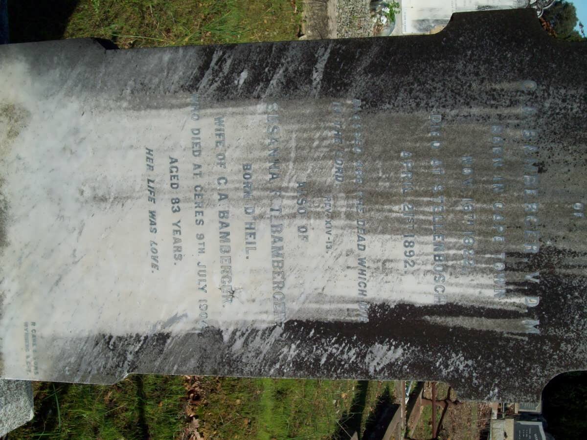 BAMBERGER C.A. 1822-1892 &amp; Susanna F.T. D'HEIL -1904