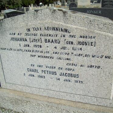 BAARD Charl Petrus Jacobus 1903-1979 &amp; Johanna JOOSTE 1908-19?4
