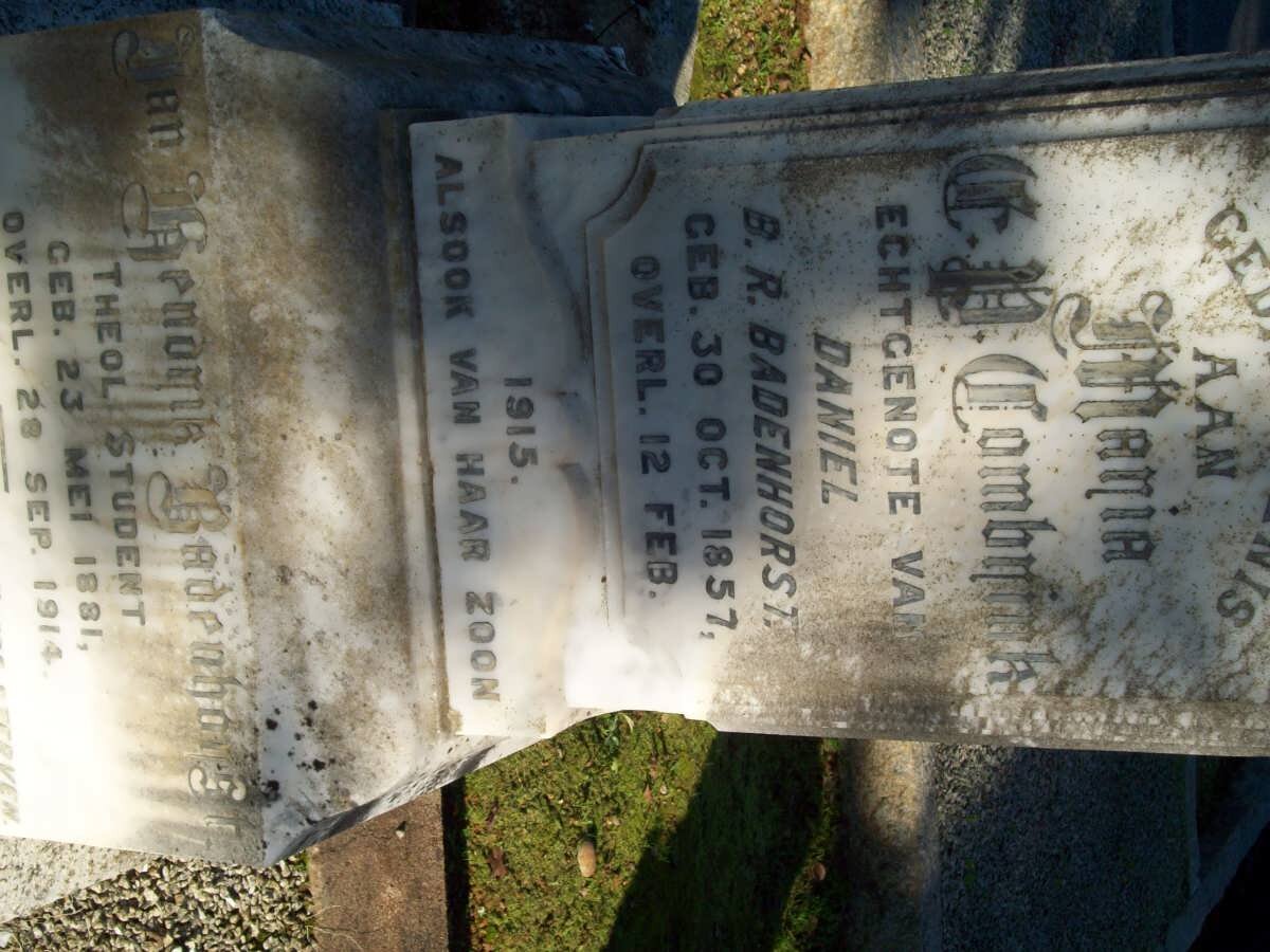 BADENHORST Maria C.D. nee COMBRINK 1857-1915 :: BADENHORST Jan Hendrik 1881-1914