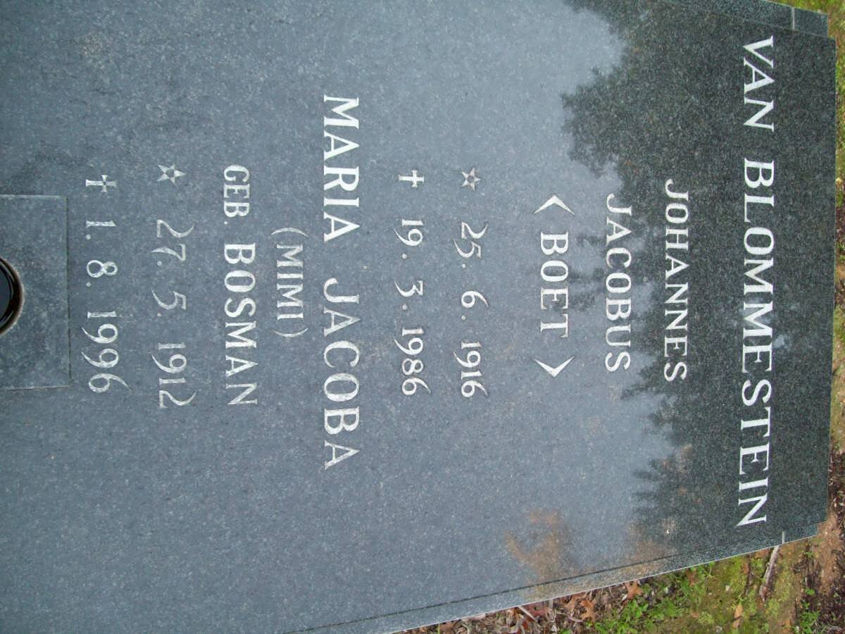 BLOMMENSTEIN Johannes Jacobus, van 1916-1986 &amp; Maria Jacoba BOSMAN 1912-1996