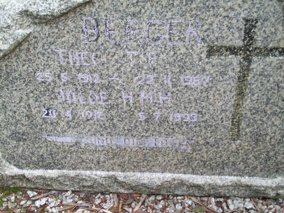 BERGER  T.F. 1912-1987 &amp; H.M.H. 1912-1993