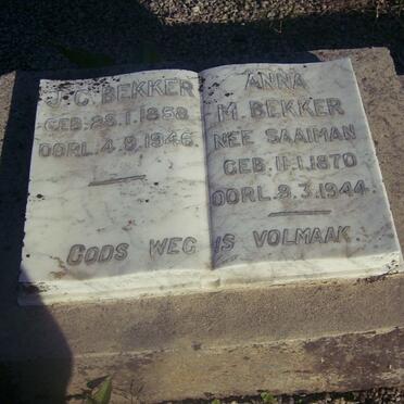 BEKKER J.C. 1858-1946 &amp; Anna M. SAAIMAN 1870-1944