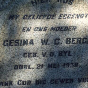 BERGH Gesina W.C. nee V.D. BYL -1938