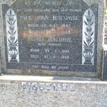BISCOMBE Paul John 1882-1853 &amp; Sophia NEWMAN 1886-1959