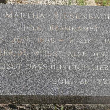 BIESENBACH Martha nee BRAMKAMP 1888-1978