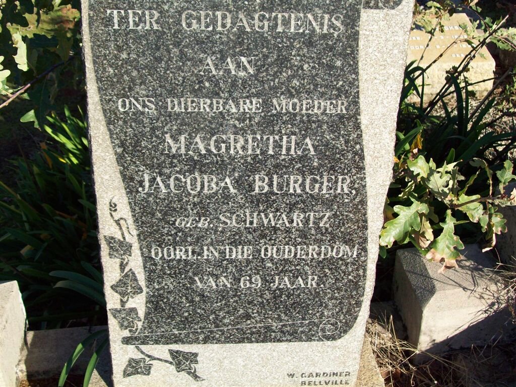 BURGER Magretha Jacoba nee SCHWARTZ