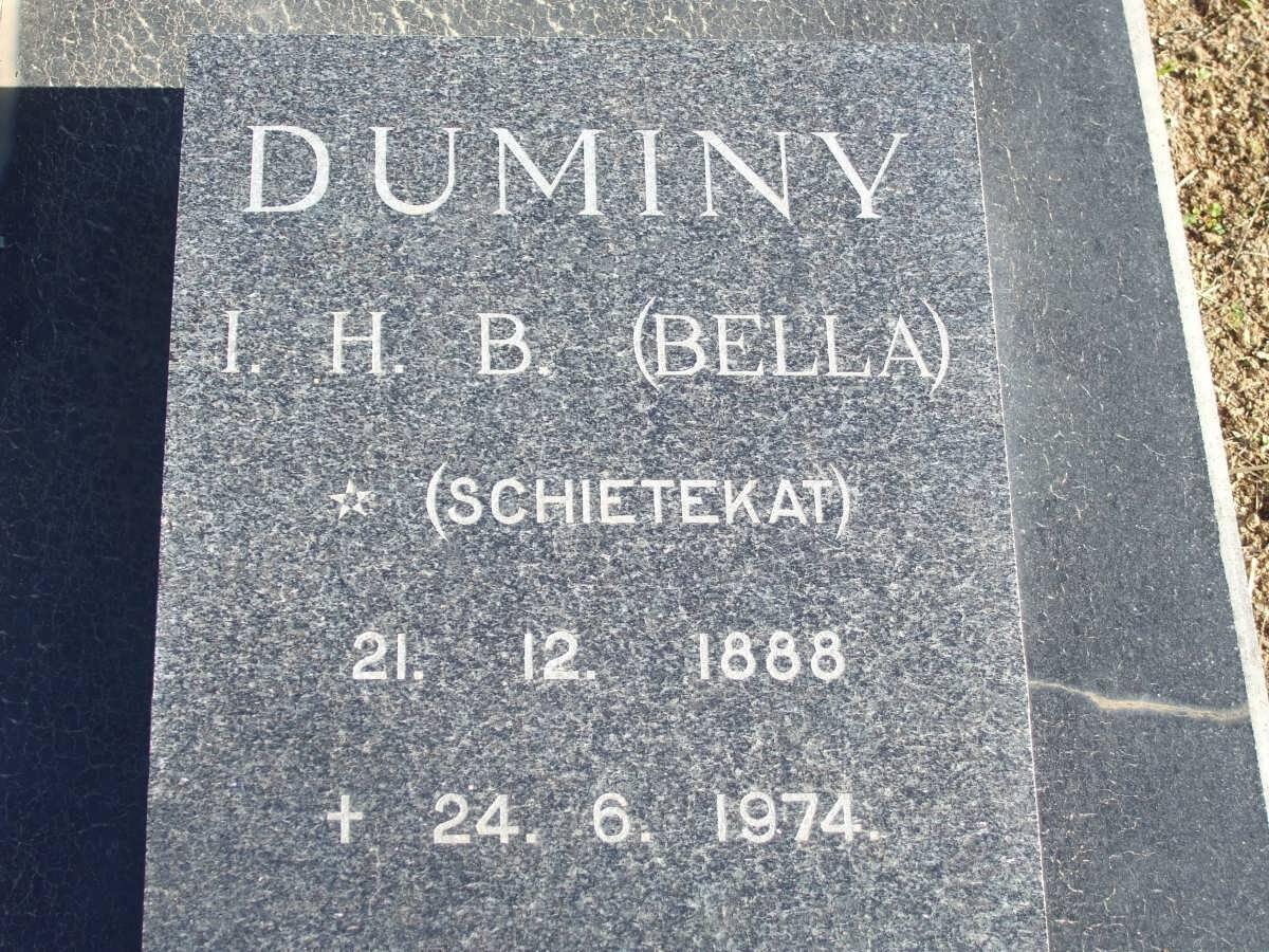 DUMINY I.H.B. nee SCHIETEKAT 1888-1974