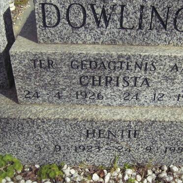 DOWLING Hentie 1923-1997 &amp; Christa 1926-1983