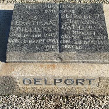 DELPORT Jan Bastiaan Cilliers 1889-1959 &amp; Elizabeth Johanna Catharina SWART 1891-1970