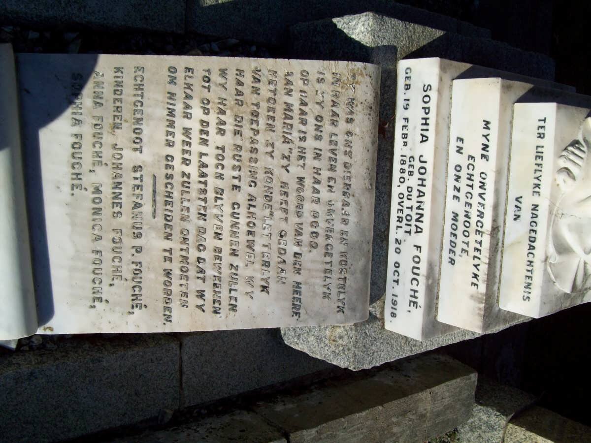 FOUCHE Sophia Johanna nee DU TOIT 1880-1918