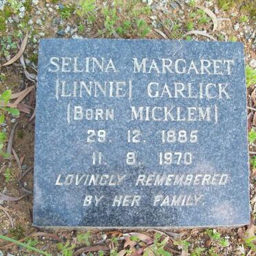 GARLICK Selina Margaret nee MICKLEM 1885-1970